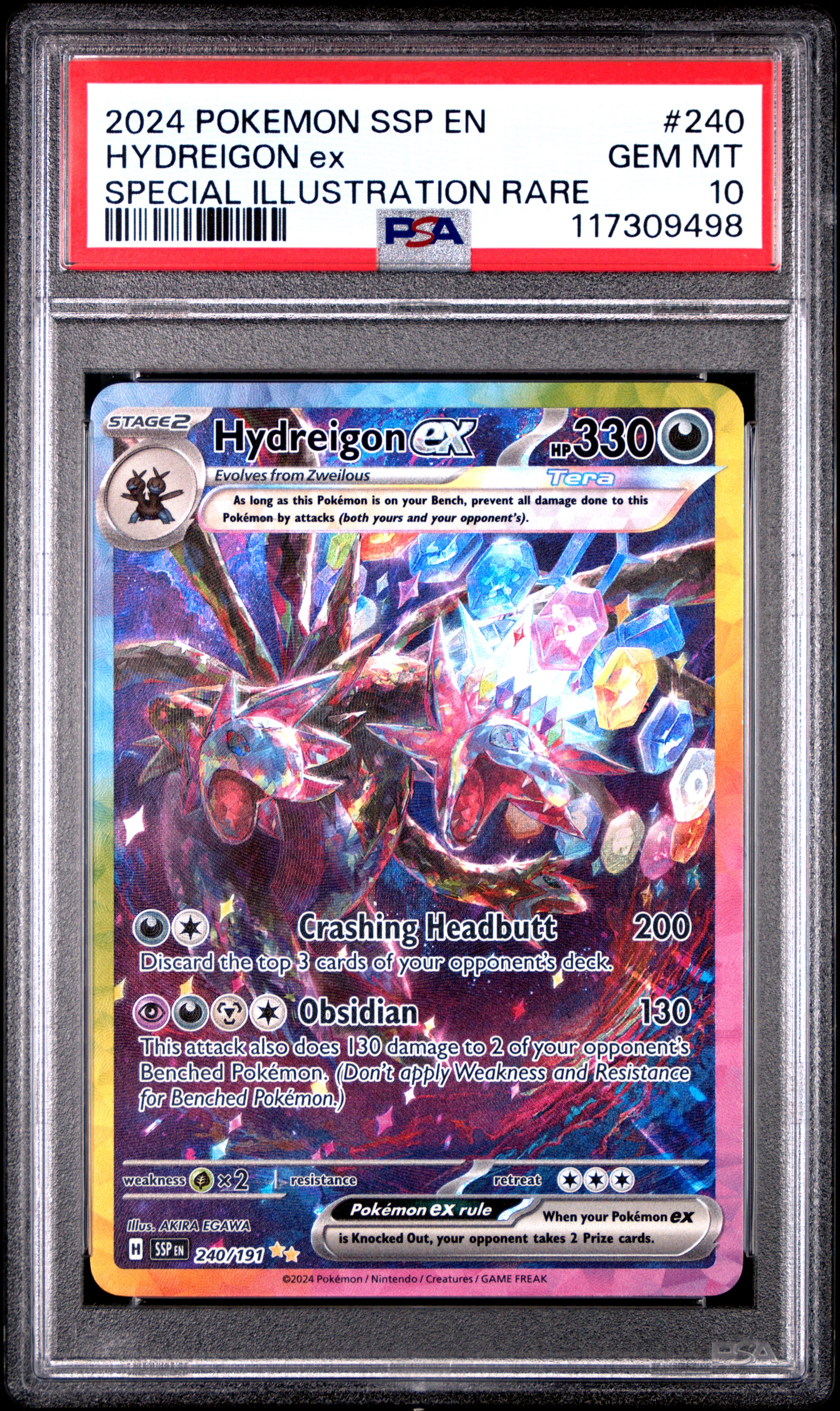 2024 Pokemon Pokemon Ssp En-Surging Sparks 240/191 Hydreigon Ex PSA 10