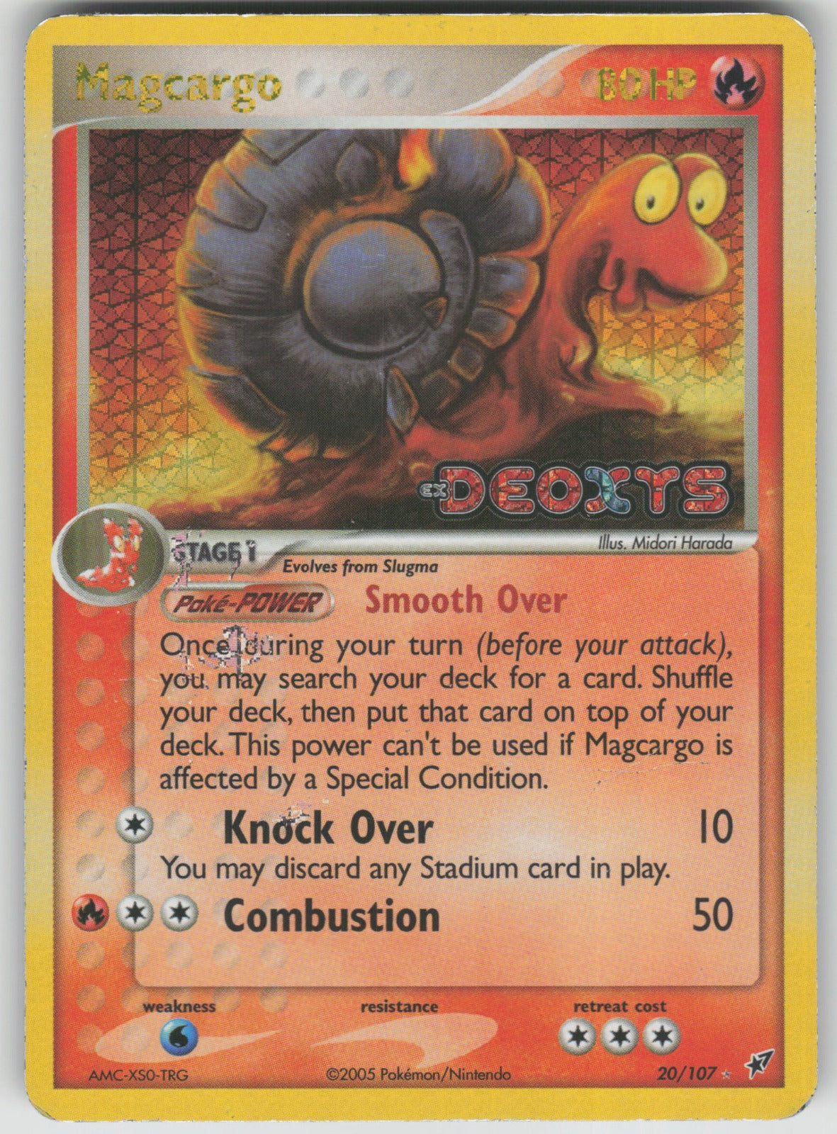 2005 Pokemon Deoxys 20/107 Magcargo Rare Reverse Foil Stamped MP