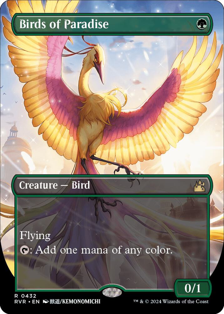 Birds of Paradise 432/291 (Ravnica Remastered)  - Borderless Foil