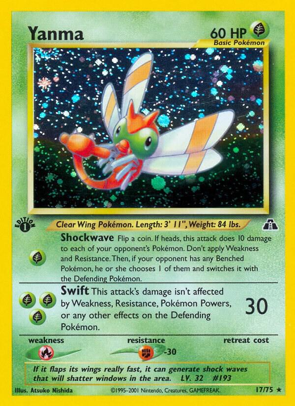 2001 Pokemon Neo Discovery 17/75 Yanma 1st Edition Holo Rare LP