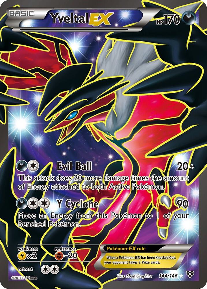 2014 Pokemon XY Base Set 144/146 Yveltal EX Full Art Ultra Rare