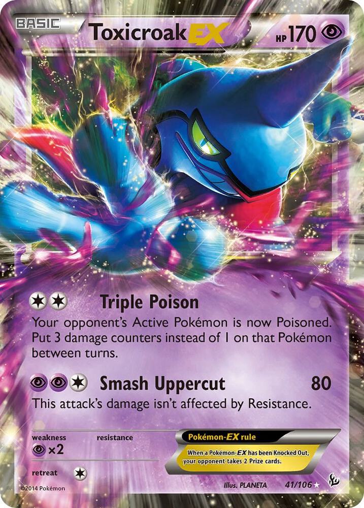 2014 Pokemon XY - Flashfire 41/106 Toxicroak EX Ultra Rare