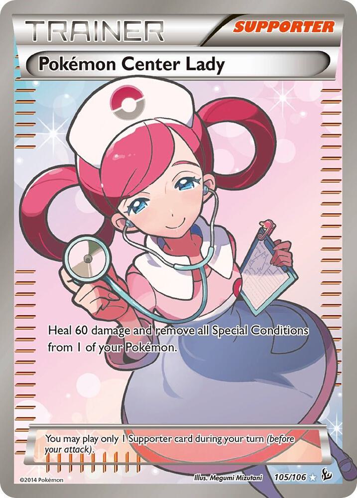 2014 Pokemon XY - Flashfire 105/106 Pokemon Center Lady Ultra Rare