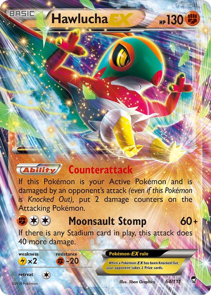 2014 Pokemon XY - Furious Fists 64/111 Hawlucha EX Ultra Rare