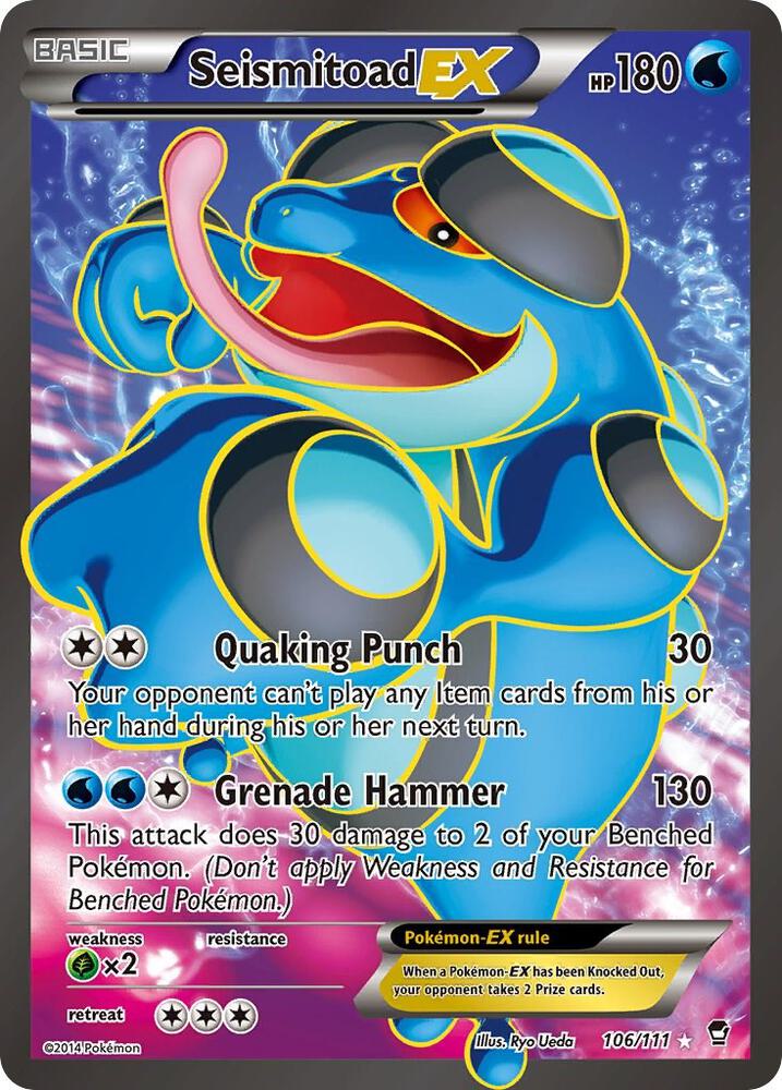2014 Pokemon XY - Furious Fists 106/111 Seismitoad EX Full Art Ultra Rare