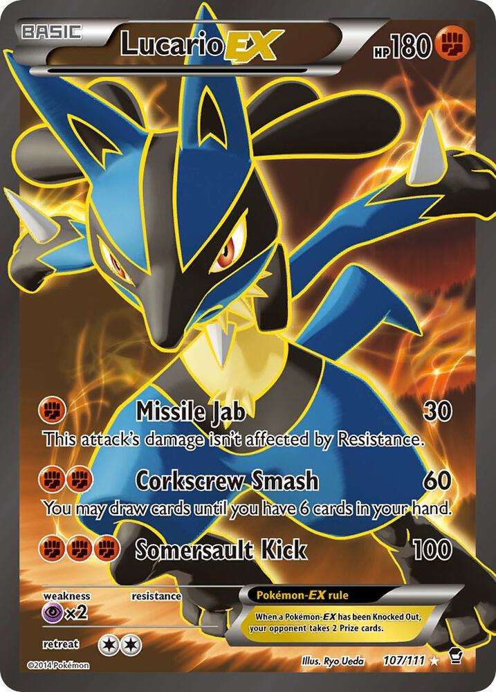 2014 Pokemon XY - Furious Fists 107/111 Lucario EX Full Art Ultra Rare