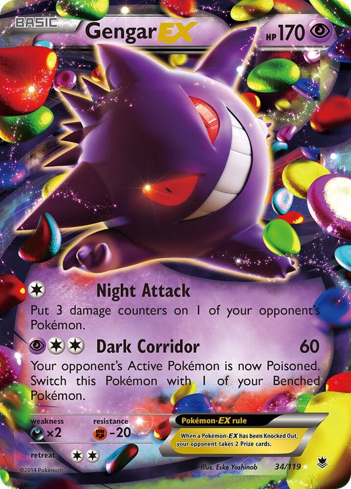 2014 Pokemon XY - Phantom Forces 34/119 Gengar EX Ultra Rare
