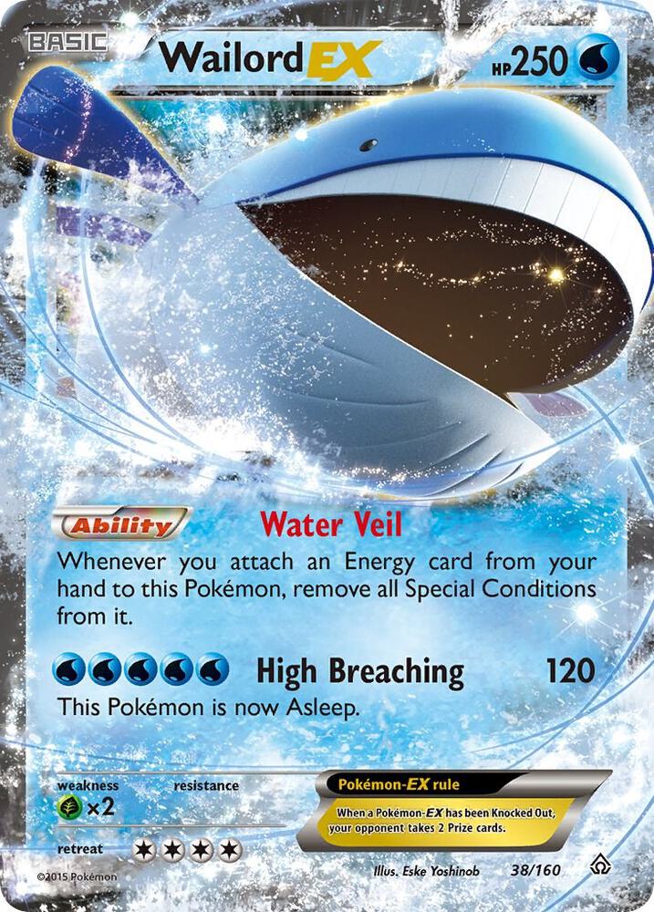 2015 Pokemon XY - Primal Clash 38/160 Wailord EX Ultra Rare
