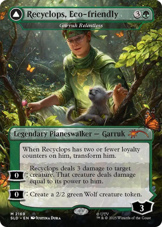 Garruk Relentless // Garruk, the Veil-Cursed 2169 (Secret Lair Drop Series)  - Borderless Foil