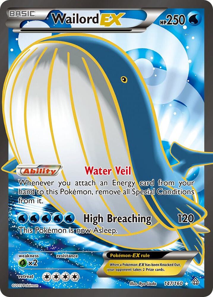 2015 Pokemon XY - Primal Clash 147/160 Wailord EX Ultra Rare