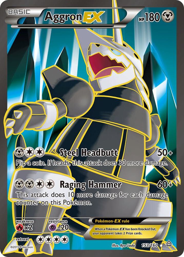 2015 Pokemon XY - Primal Clash 153/160 Aggron EX Full Art Ultra Rare