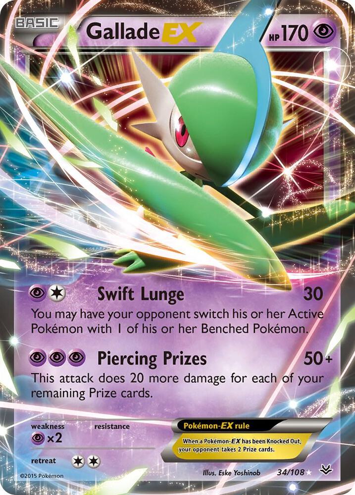 2015 Pokemon XY - Roaring Skies 34/108 Gallade EX Ultra Rare