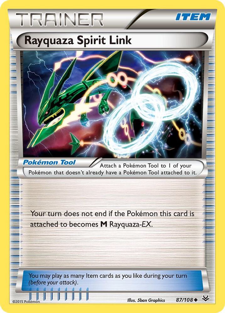 2015 Pokemon XY - Roaring Skies 87/108 Rayquaza Spirit Link Uncommon Reverse Holo *LP*