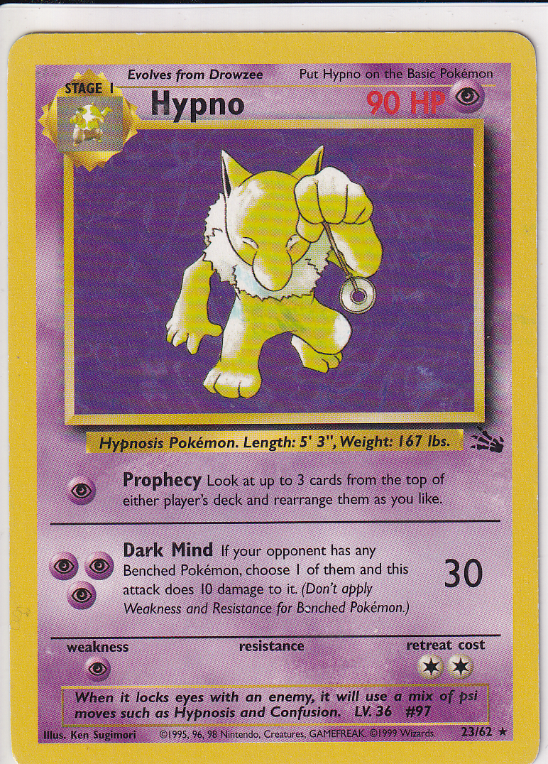 1999 Pokemon Fossil 23/62 Hypno (23) Rare