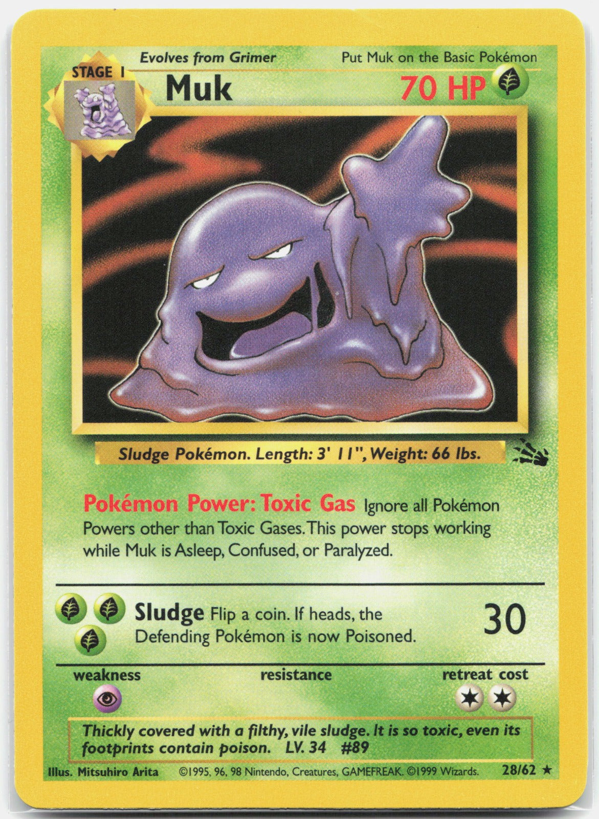 1999 Pokemon Fossil 28/62 Muk (28) Rare