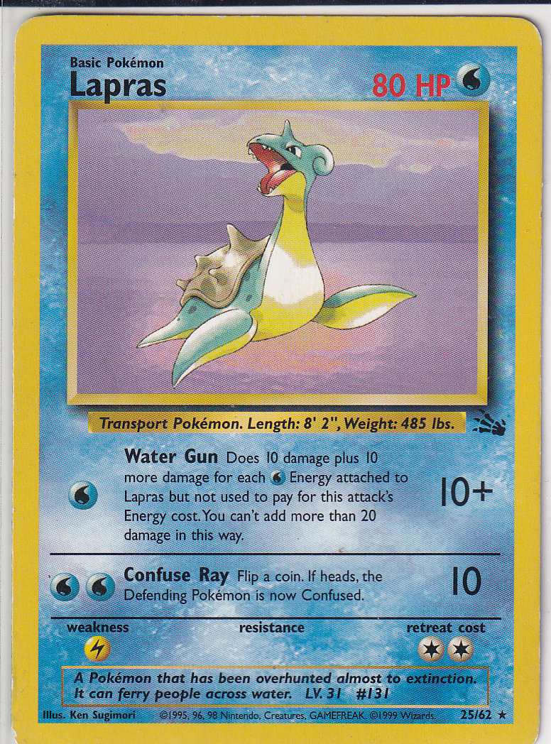 1999 Pokemon Fossil 25/62 Lapras (25) Rare