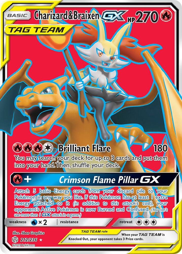 Charizard and Braixen GX 212/236 (SM - Cosmic Eclipse)  - Holofoil