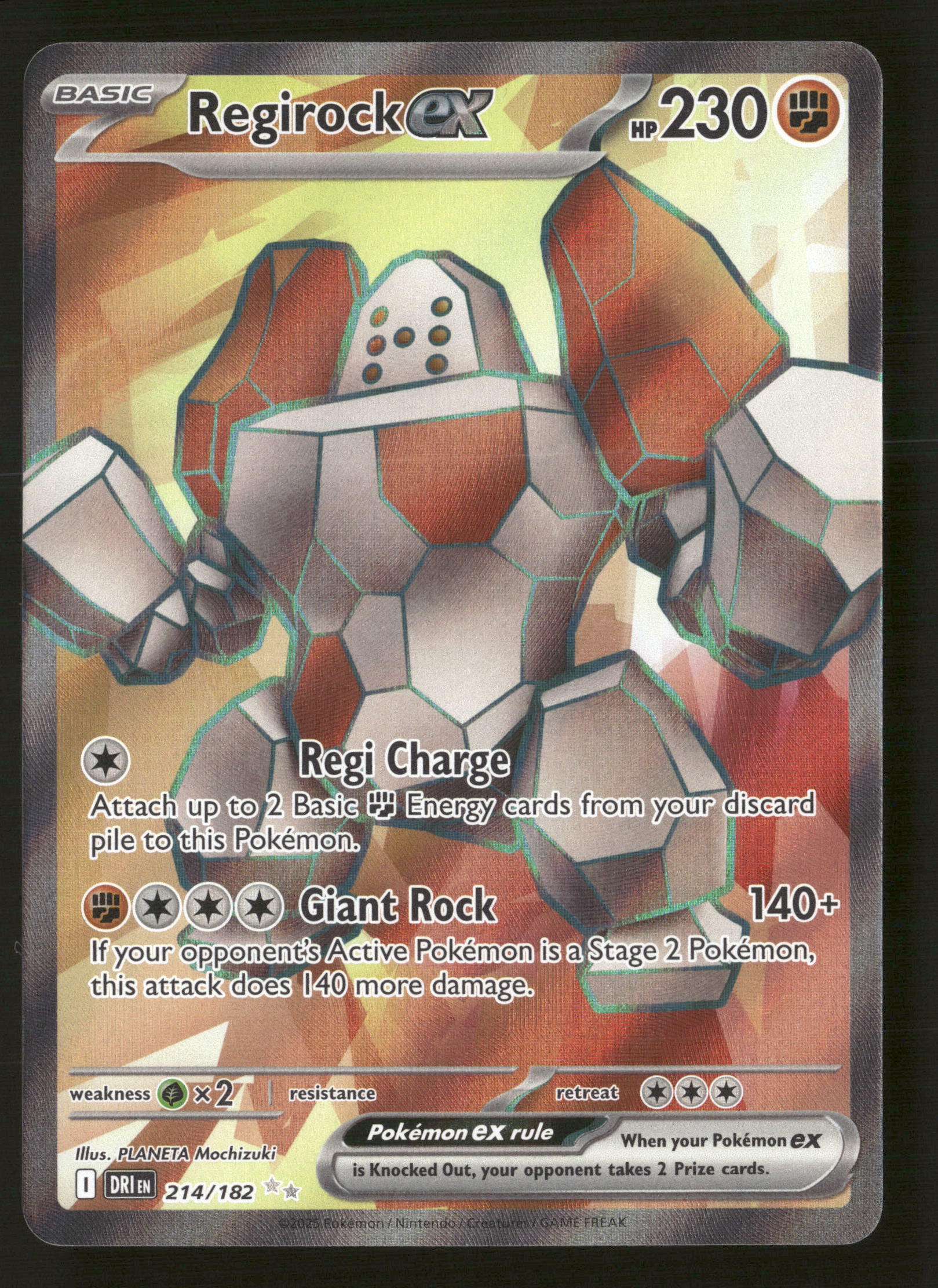  Pokemon SV10: Destined Rivals  214/182 Regirock ex Ultra Rare NM