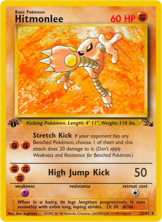 Hitmonlee  22/62 (Fossil)  - 1st Edition