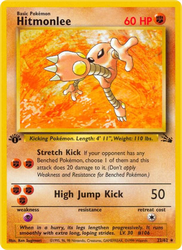 Hitmonlee  22/62 (Fossil)  - 1st Edition