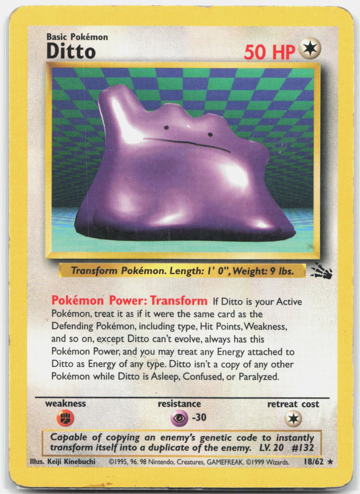 1999 Pokemon Fossil 18/62 Ditto (18) Rare