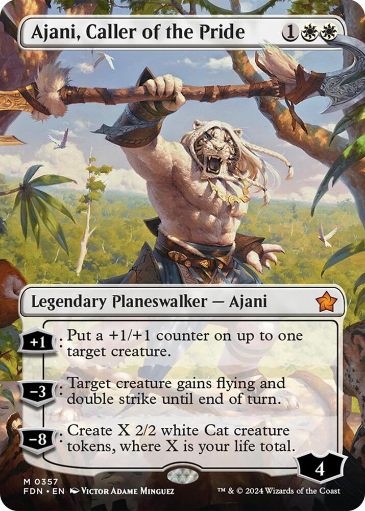 Ajani, Caller of the Pride 357/291 (Foundations)  - Borderless