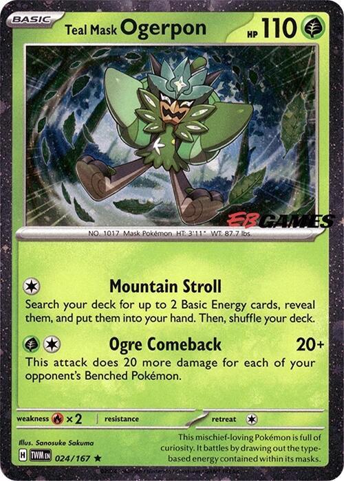 Teal Mask Ogerpon EB Games Exclusive 024/167 (Miscellaneous Cards & Products)  - Cosmo Holofoil