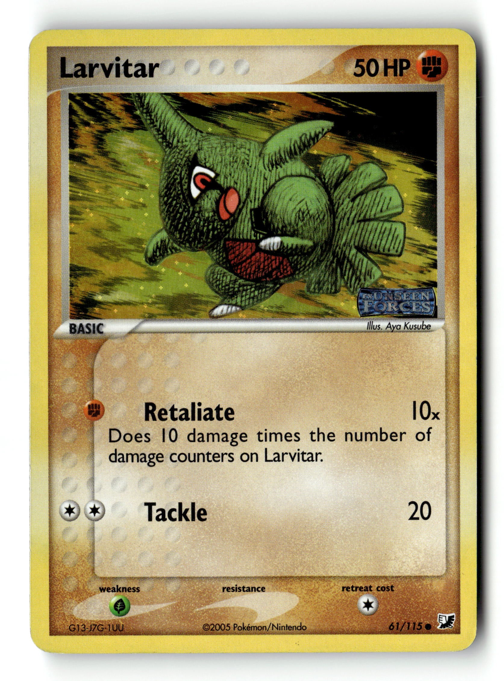 2005 Pokemon Unseen Forces 61/115 Larvitar Common Reverse Foil Stamped MP