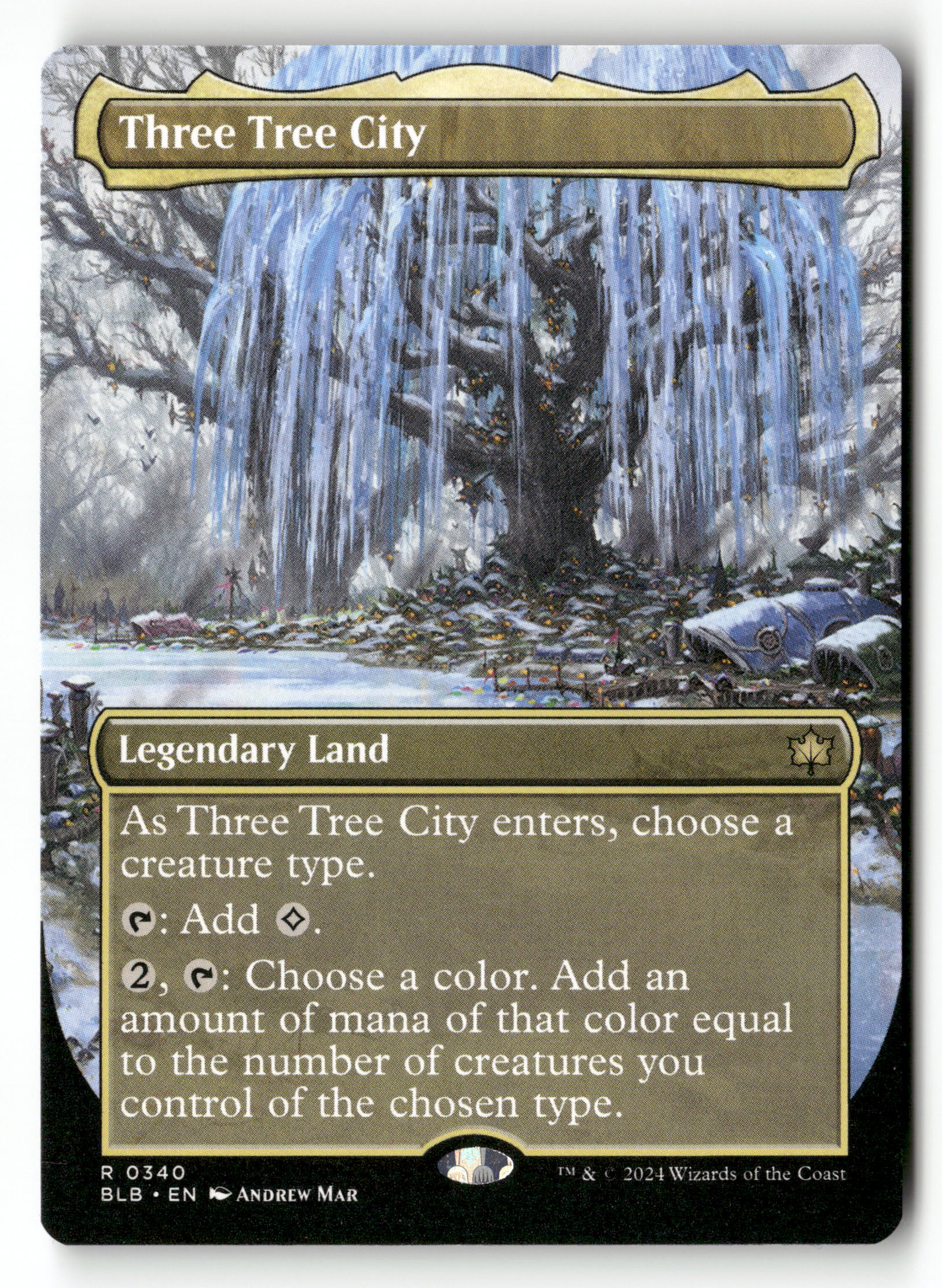 MTG Bloomburrow 340 Three Tree City (Borderless) (0340) R NM