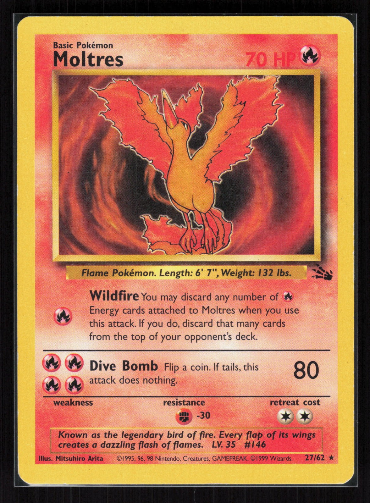 1999 Pokemon Fossil 27/62 Moltres (27) Rare