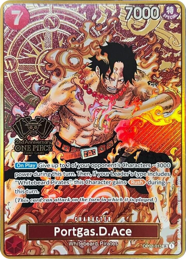 Portgas.D.Ace One Piece (Japanese Version 2nd Anniversary Set) OP02-013 (One Piece Promotion Cards)  - Foil