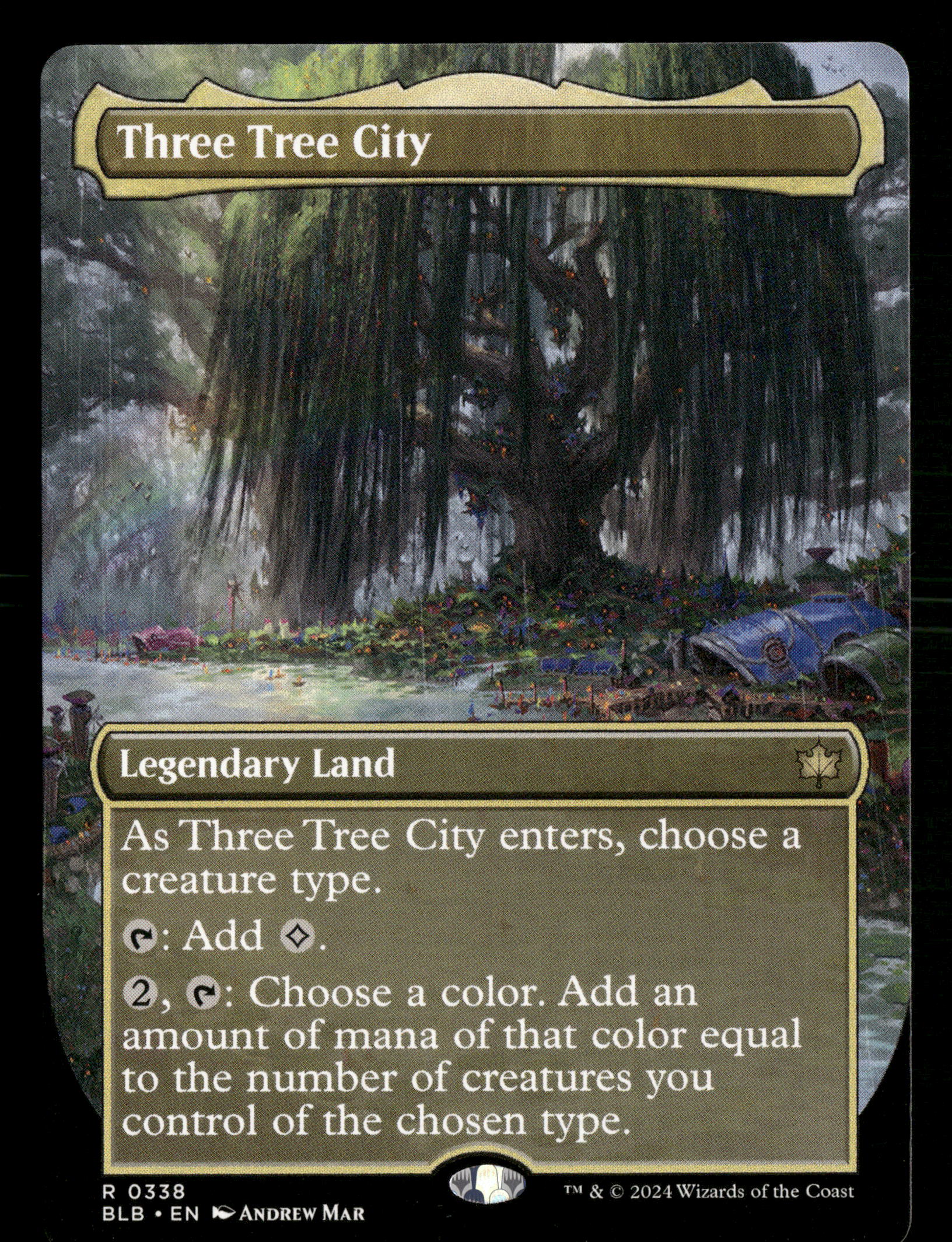 Magic The Gathering Bloomburrow 338 Three Tree City (Borderless) (0338) R NM