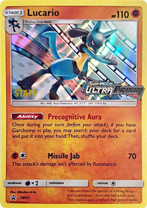 Lucario Prerelease Staff SM95 (SM Promos)  - Holofoil