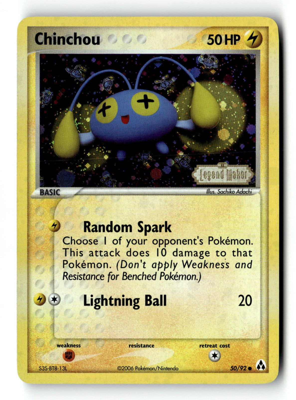 2006 Pokemon Legend Maker 50/92 Chinchou Common Reverse Holo Stamp MP