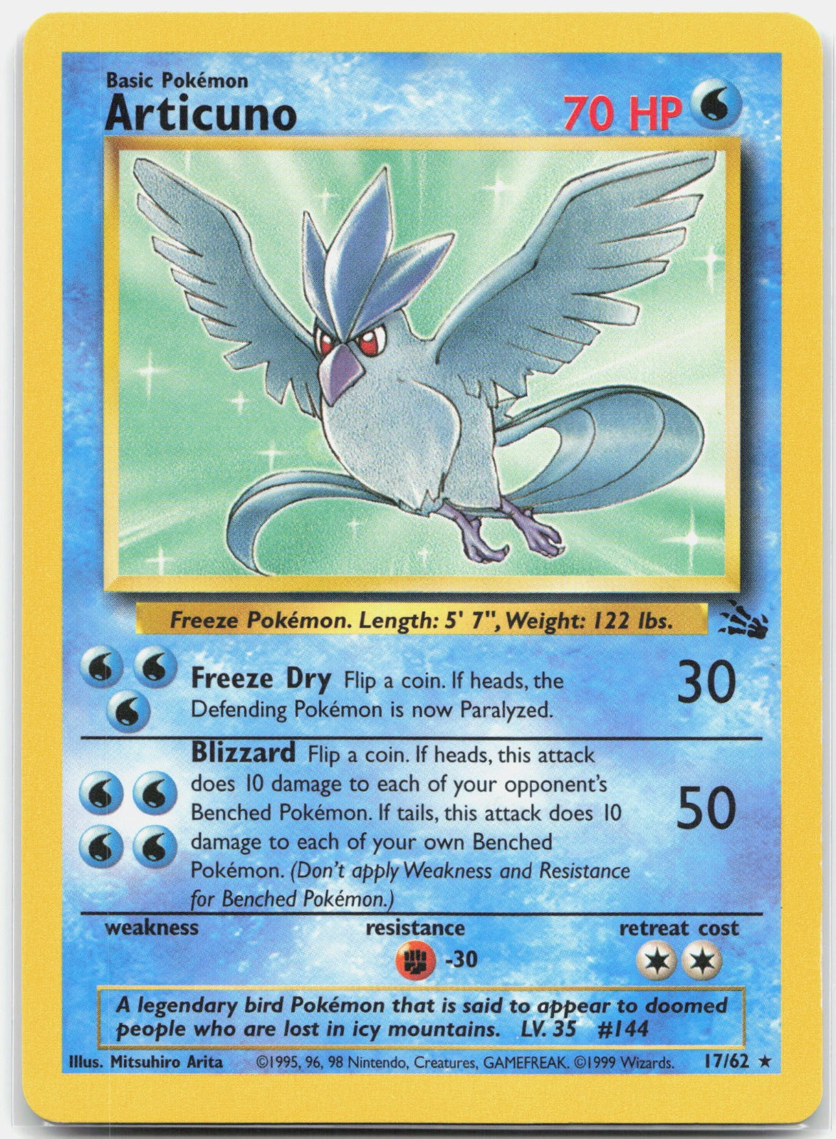 1999 Pokemon Fossil 17/62 Articuno (17) Rare