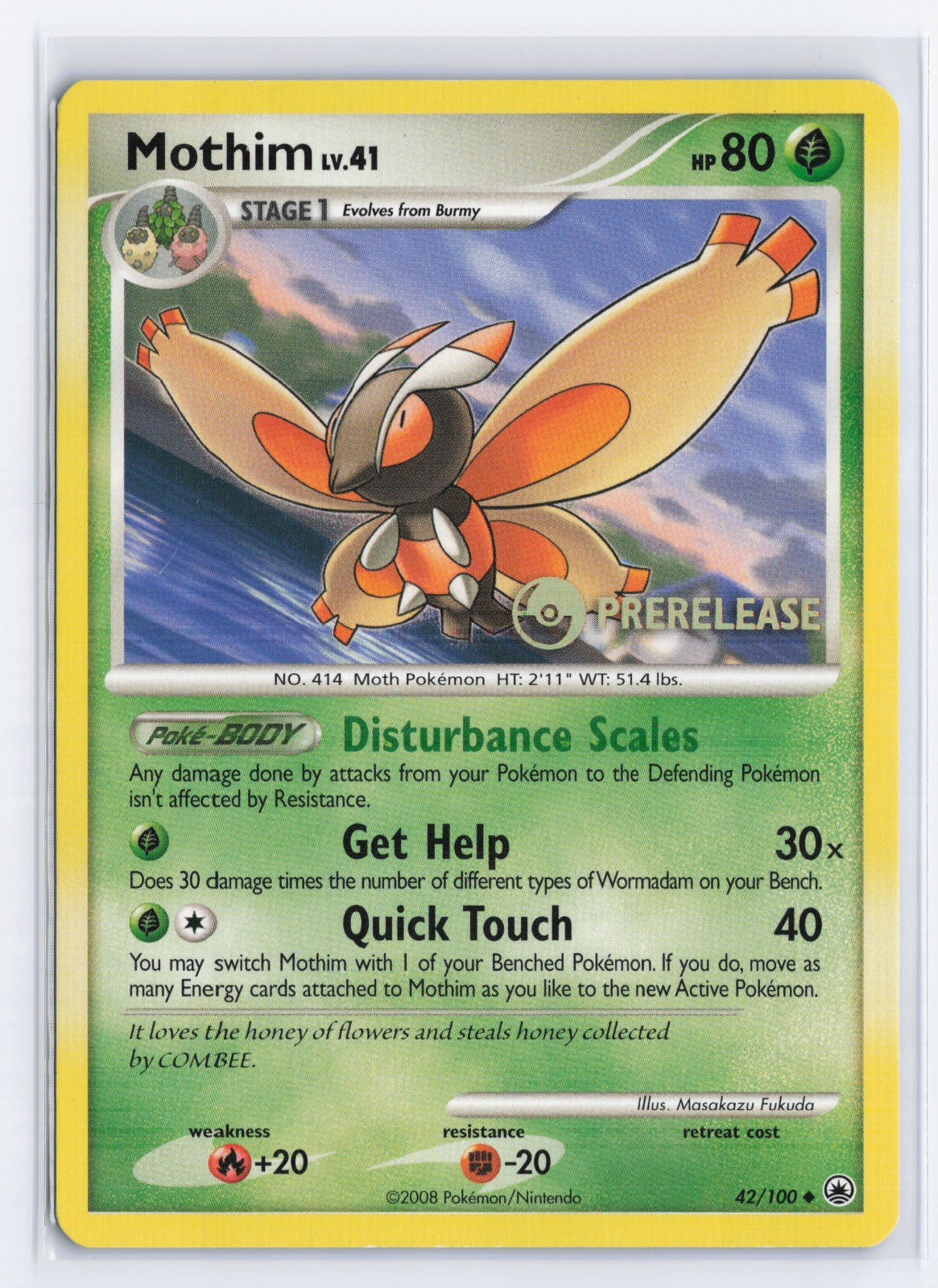 2007 Pokemon Diamond and Pearl Promos 42/100 Mothim - (Prerelease) Promo