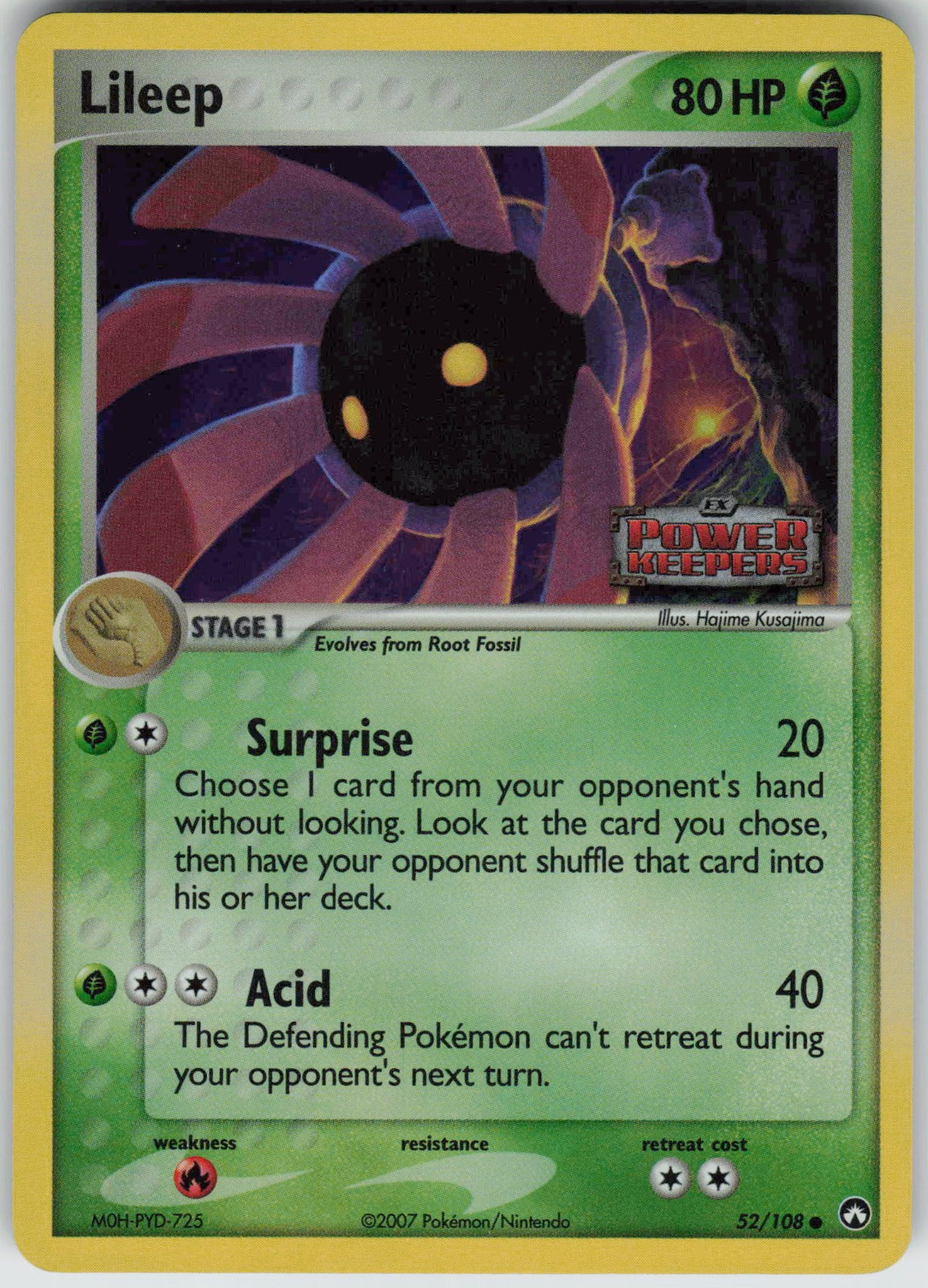 2007 Pokemon Power Keepers 52/108 Lileep Common Reverse Foil Stamed LP