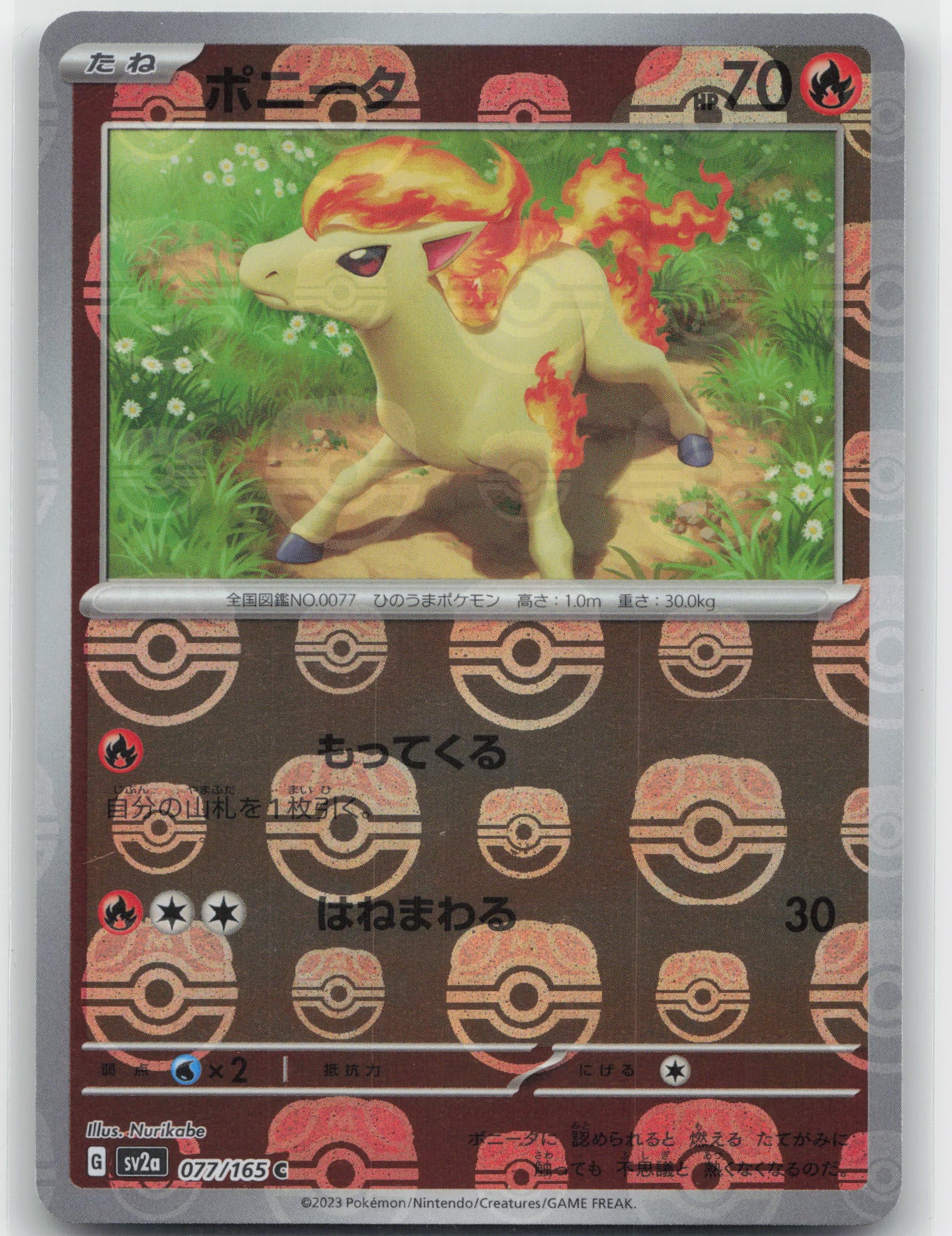 2023 Pokemon Japanese SV2a: Pokemon Card 151 077/165 Ponyta (Master Ball Pattern) Common