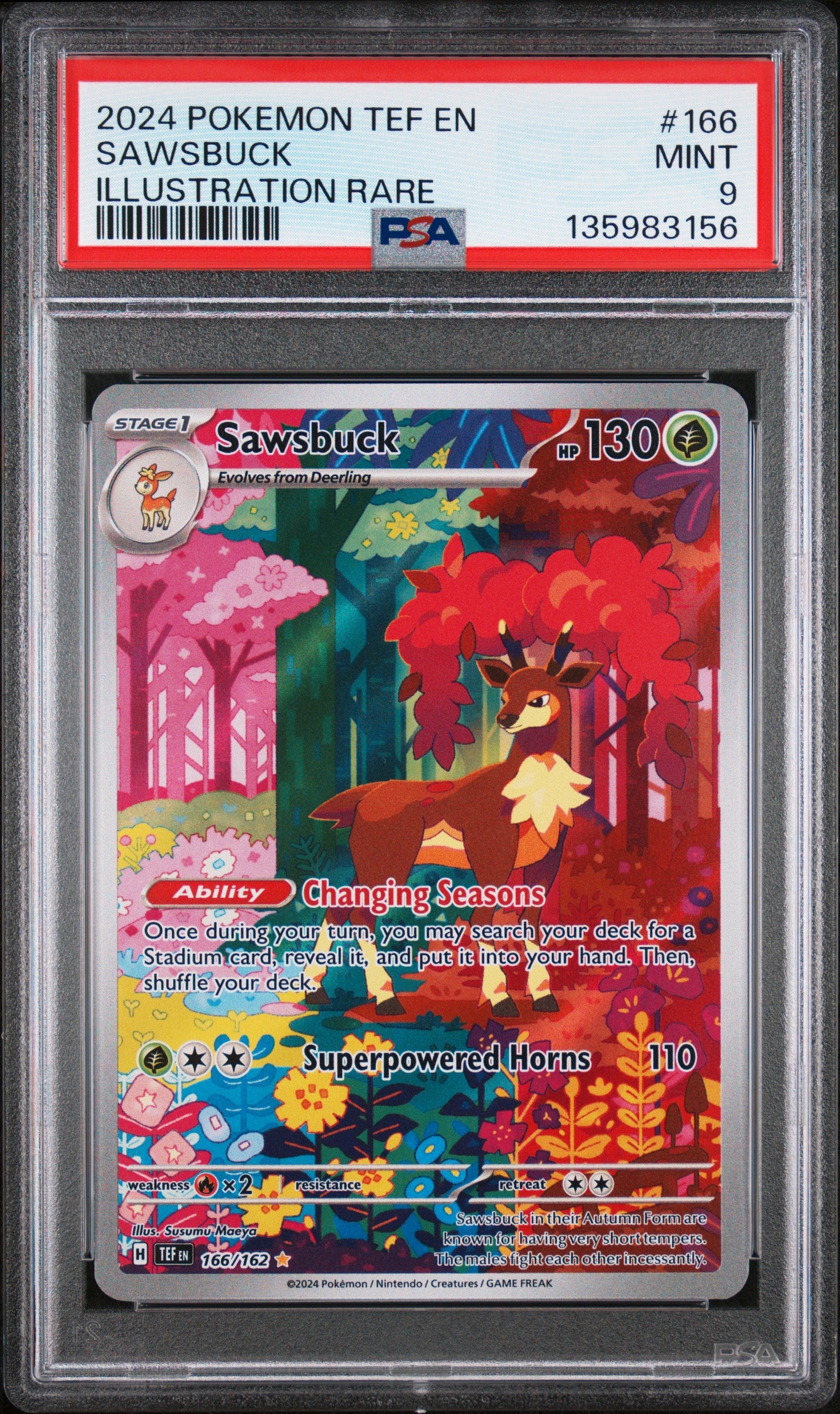 2024 Pokemon Tef En-Temporal Forces 166/162 Sawsbuck PSA 9