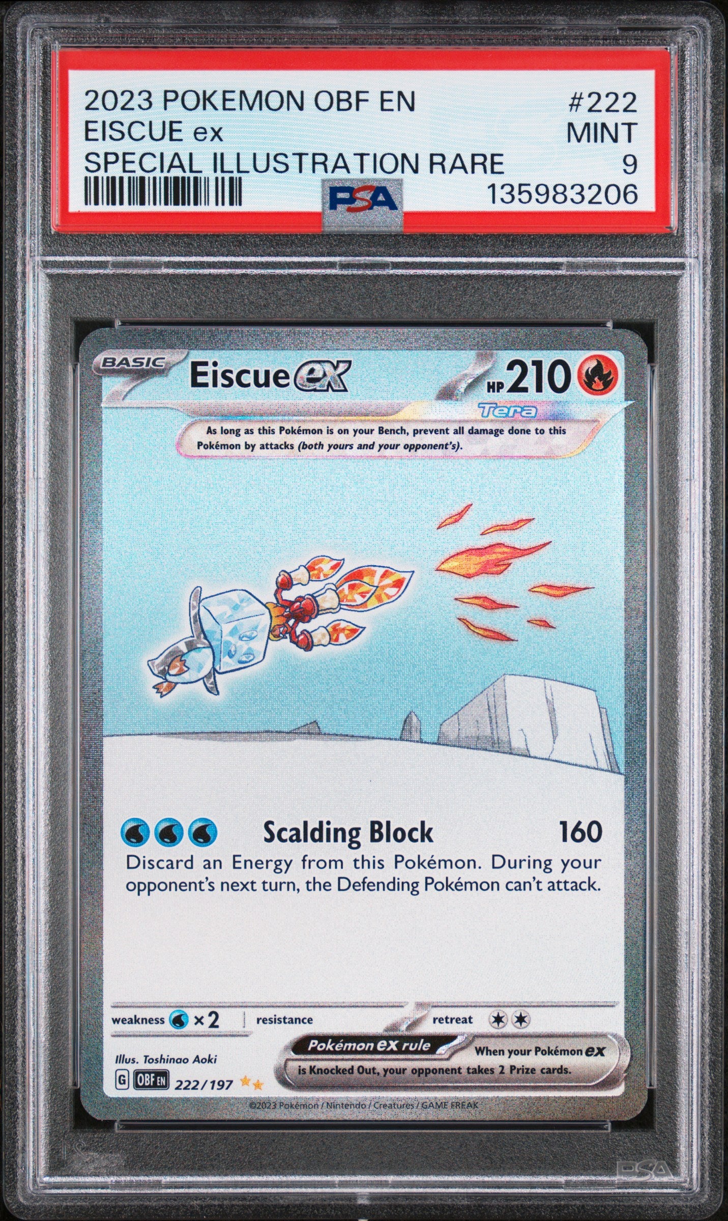 2023 Pokemon Obf En-Obsidian Flames 222/197 Eiscue Ex PSA 9