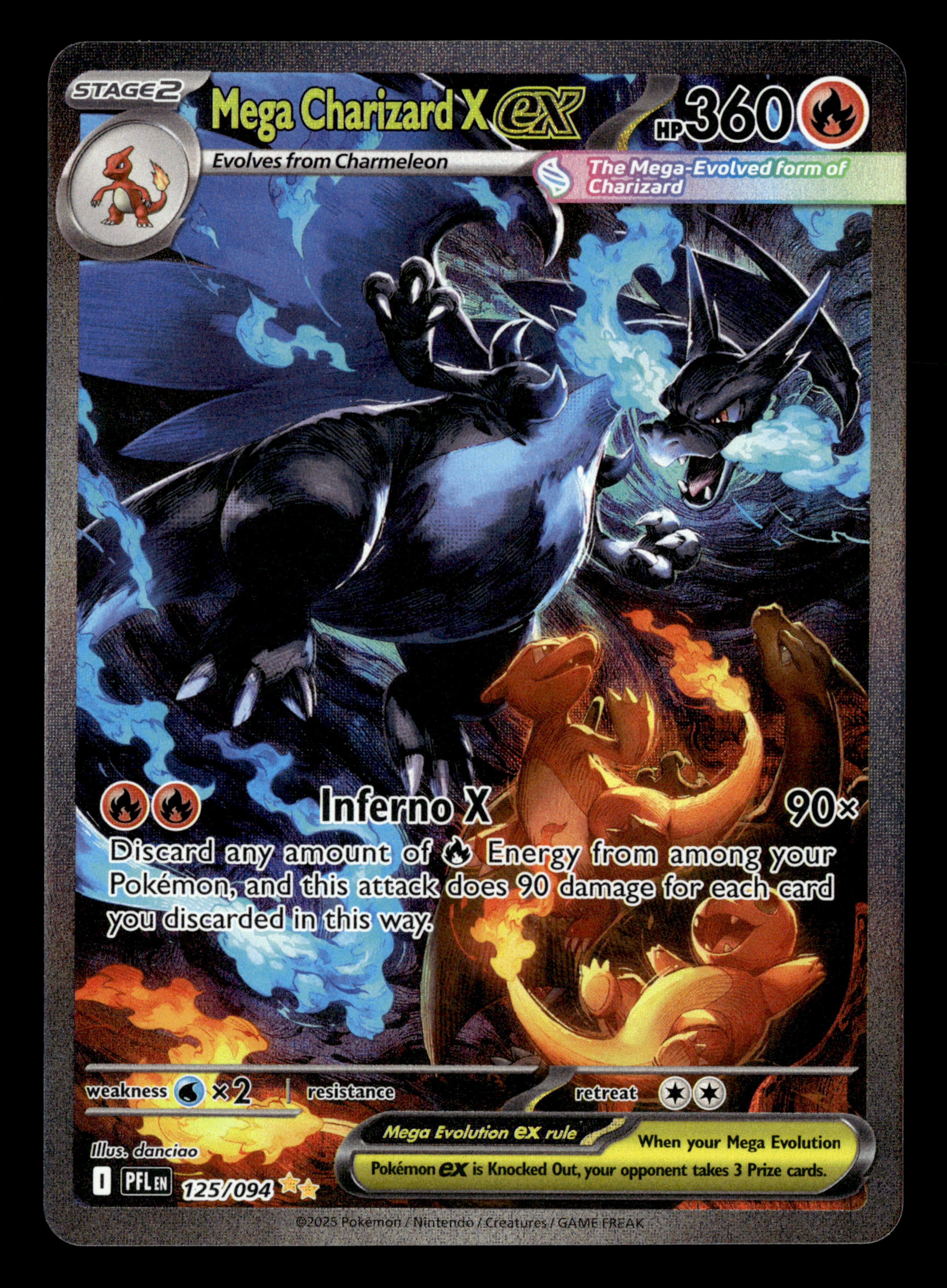 2025 Pokemon Phantasmal Flames Mega Charizard X EX 125/094 Special Ill