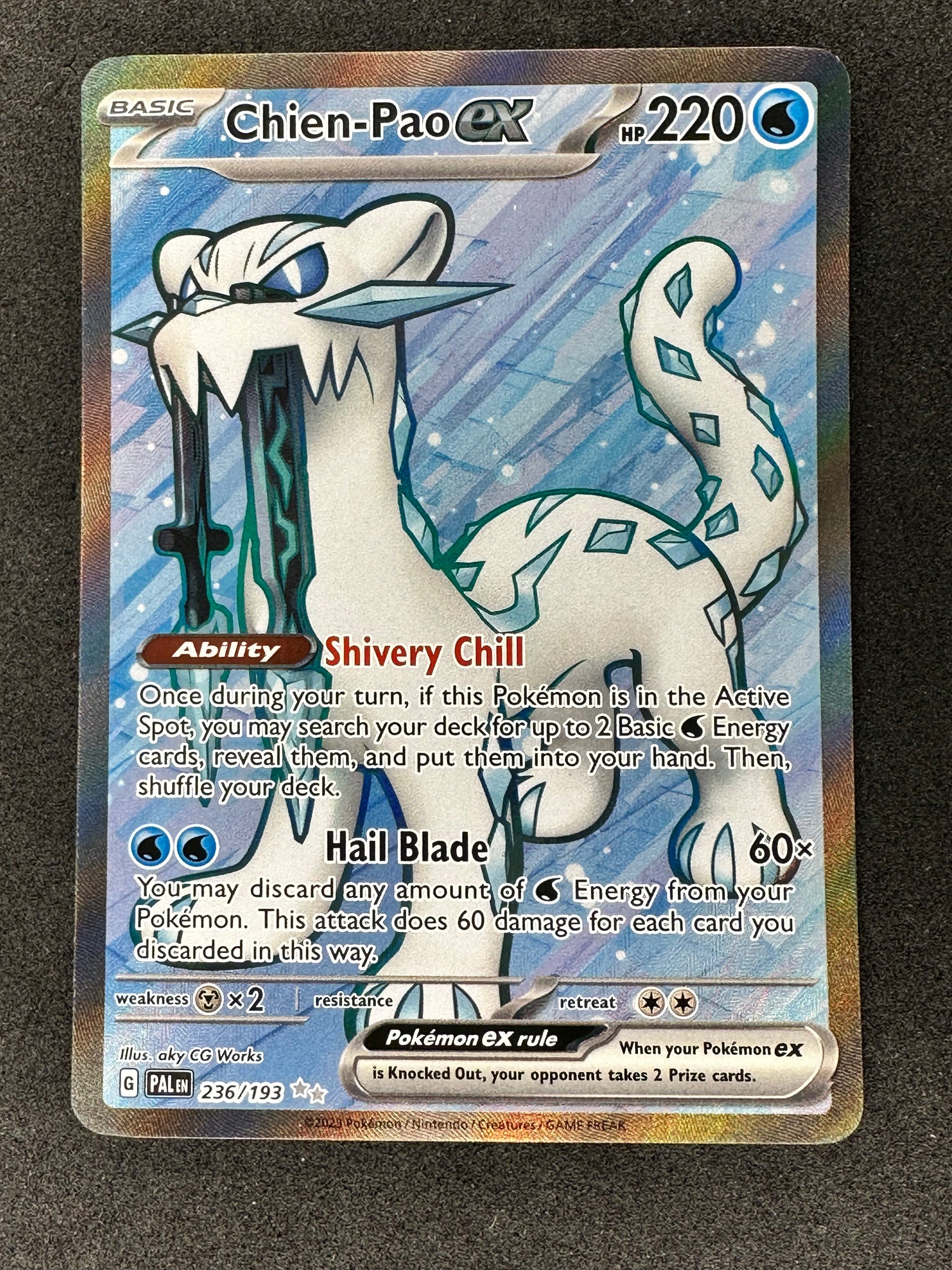 2023 Pokemon Paldea Evolved 236 193 Chien Pao Ex Full Art Secret Rare Mint Collectables