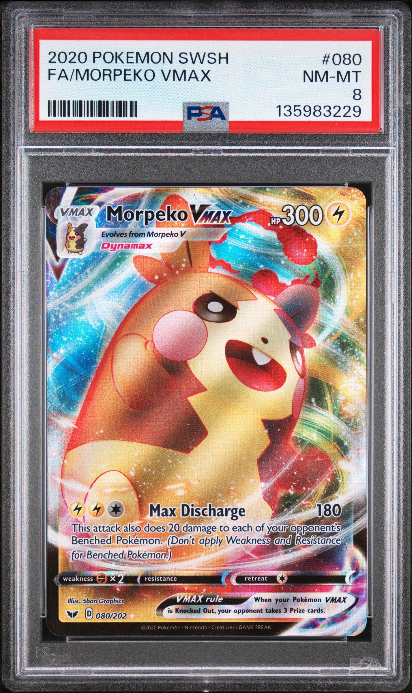 2020 Pokemon Sword & Shield 080/202 Fa/Morpeko Vmax PSA 8
