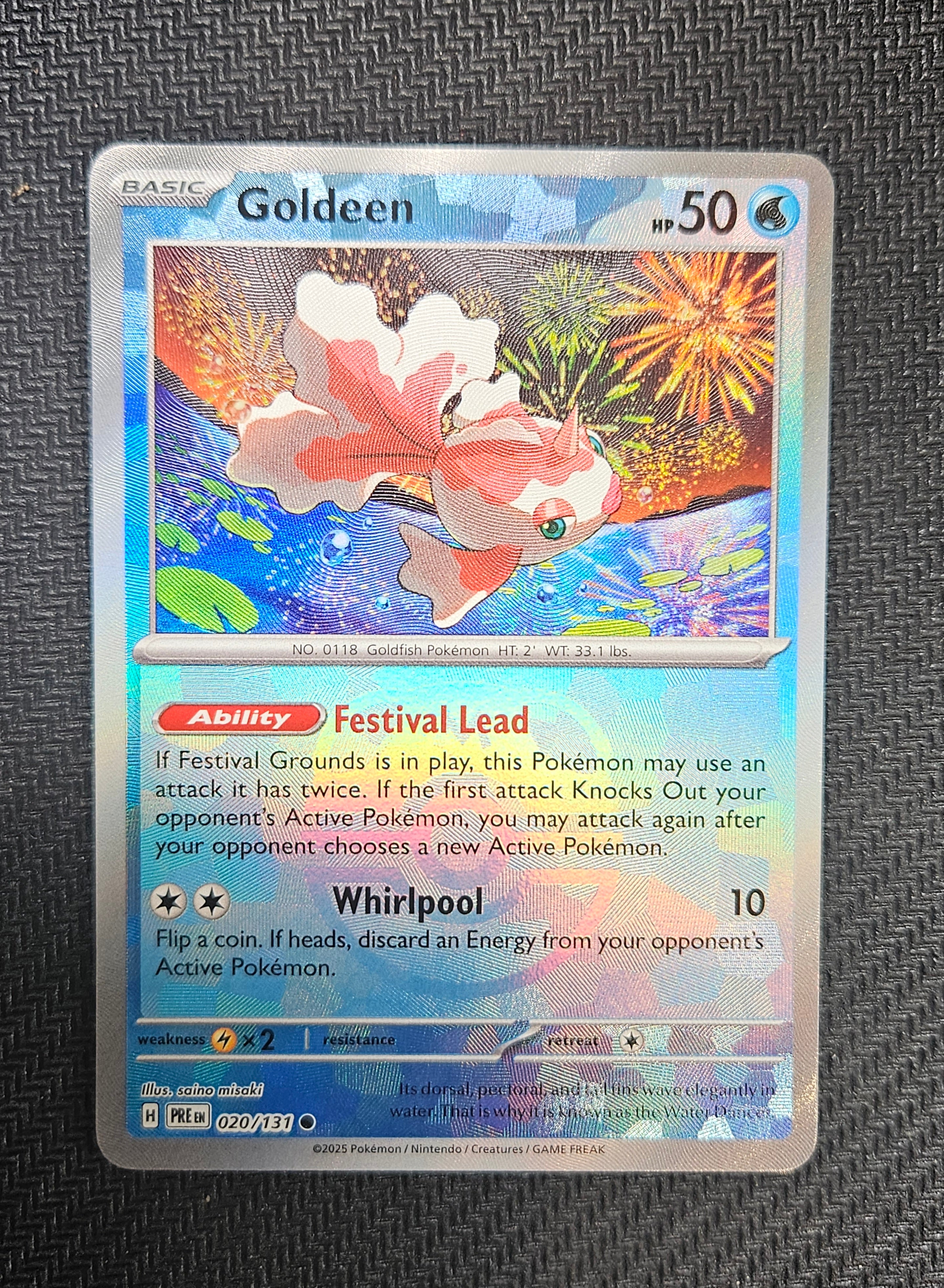 gold stadium cards pokemon 2025 Pokemon SV Prismatic Evolutions 020/131 Goldeen Masterball Revers