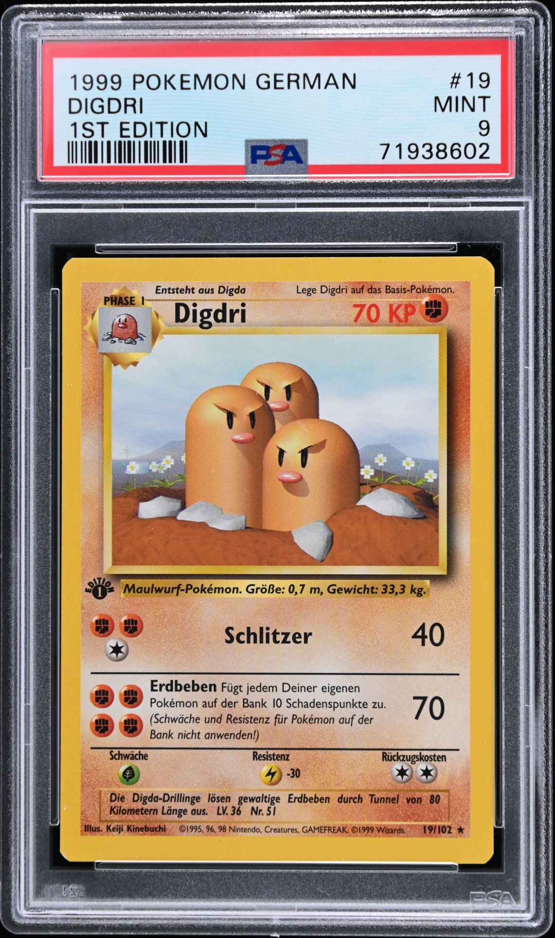 1999 Pokemon German Base Set Digdri 1st edition PSA 9