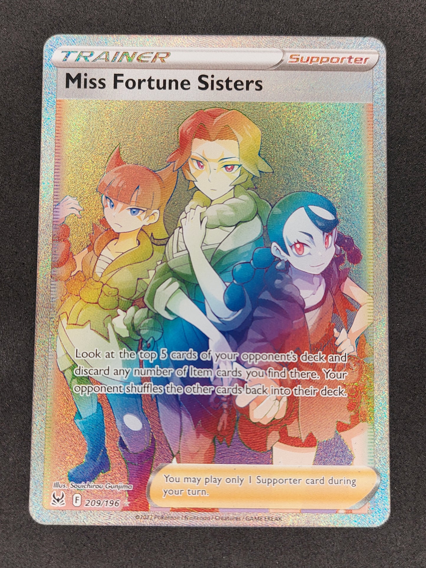 2022 Pokemon Lost Origin Miss Fortune Sisters Rainbow Secret Rare 209/196